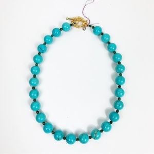 Turquoise Dyed Howlite Malachite Bead Necklace Handmade
